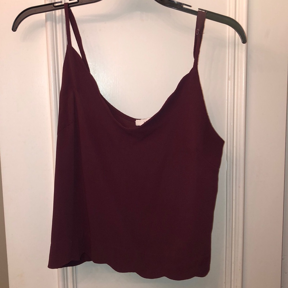 Maroon Scalloped crop top
